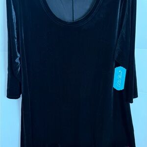 New XL black velvet knee length dress.